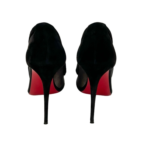 Christian Louboutin Galativi Black Suede Mesh Pointed Toe High Heel Pumps 38.5 - Picture 7 of 9